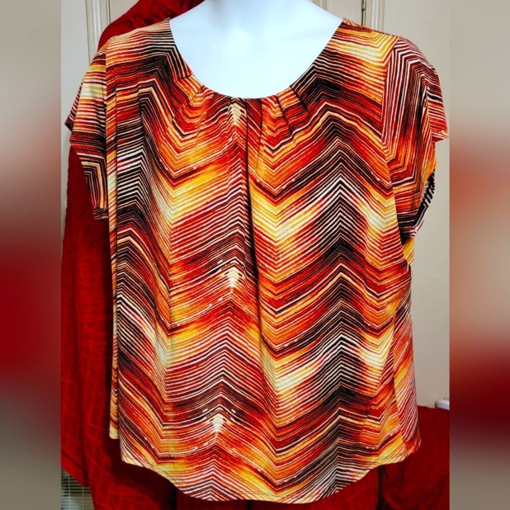 #251 Worthington Multicolored Cap Sleeve Top Size 3X